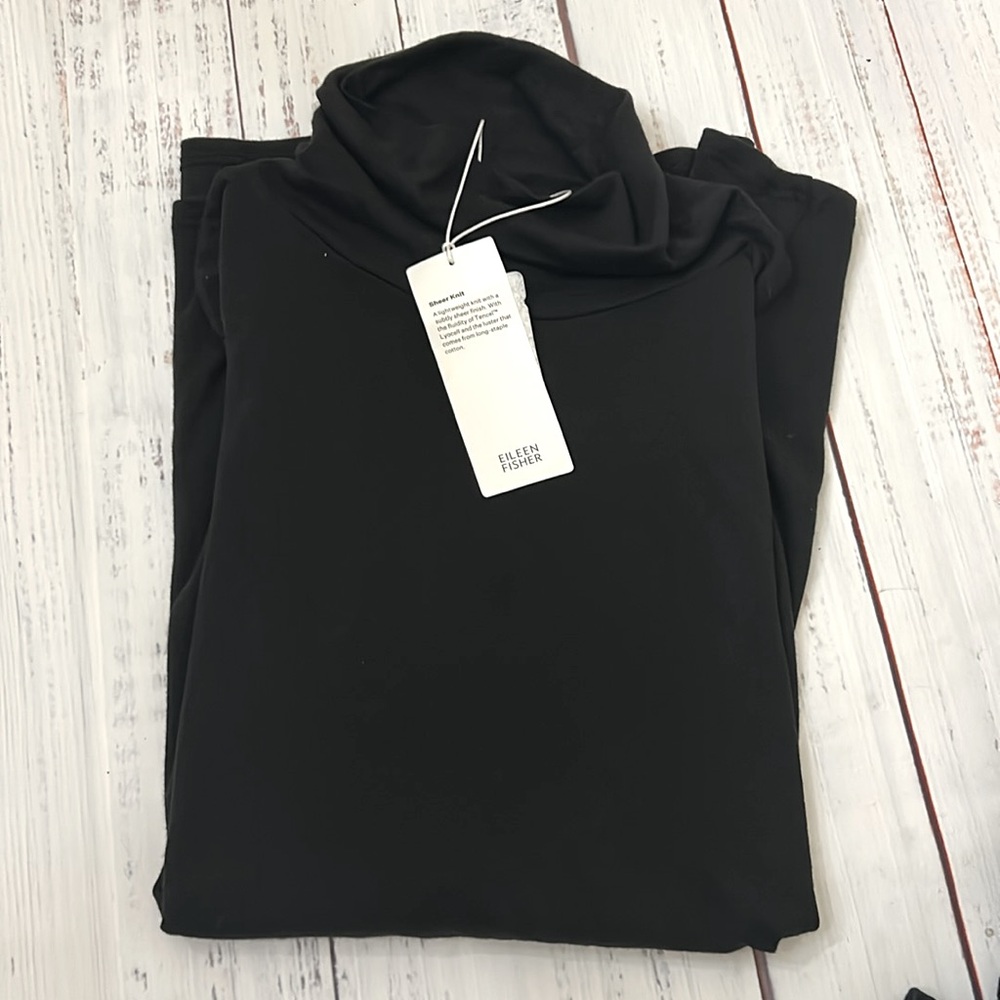 NWT Eileen Fisher Sheer Knit Turtleneck Top - Picture 5 of 5